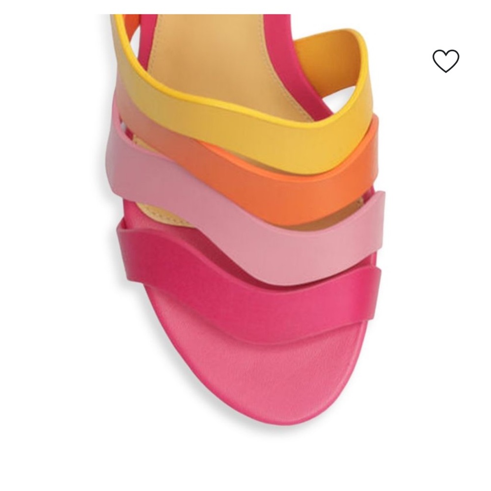 Alexandre Birman Aila 85MM Leather Strappy Mules Size 38 Pink, Orange Yellow - Picture 5 of 10
